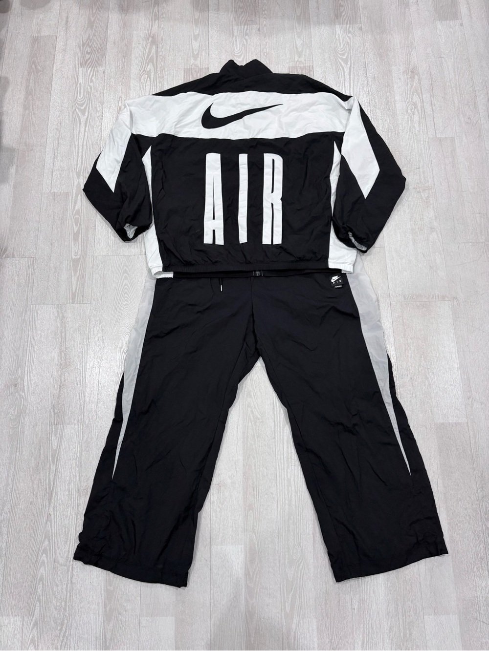 Nike Sportswear Air Woven Mens Full-Zip Windbreaker & Pants Set Black White XXL
